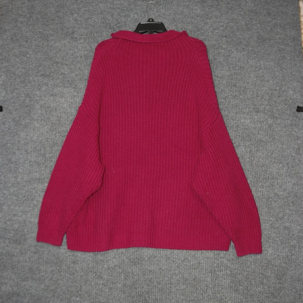 Free People Swim Too Deep Sweater Womens M Pink Oversized Ribbed Mock Neck Tunic